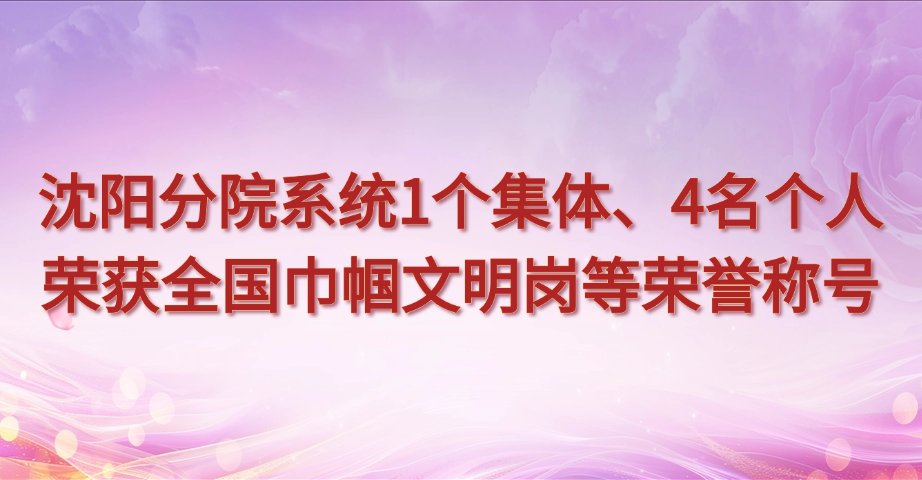 沈阳分院系统1个集体、4名个人荣获全国巾帼文明岗等荣誉称号